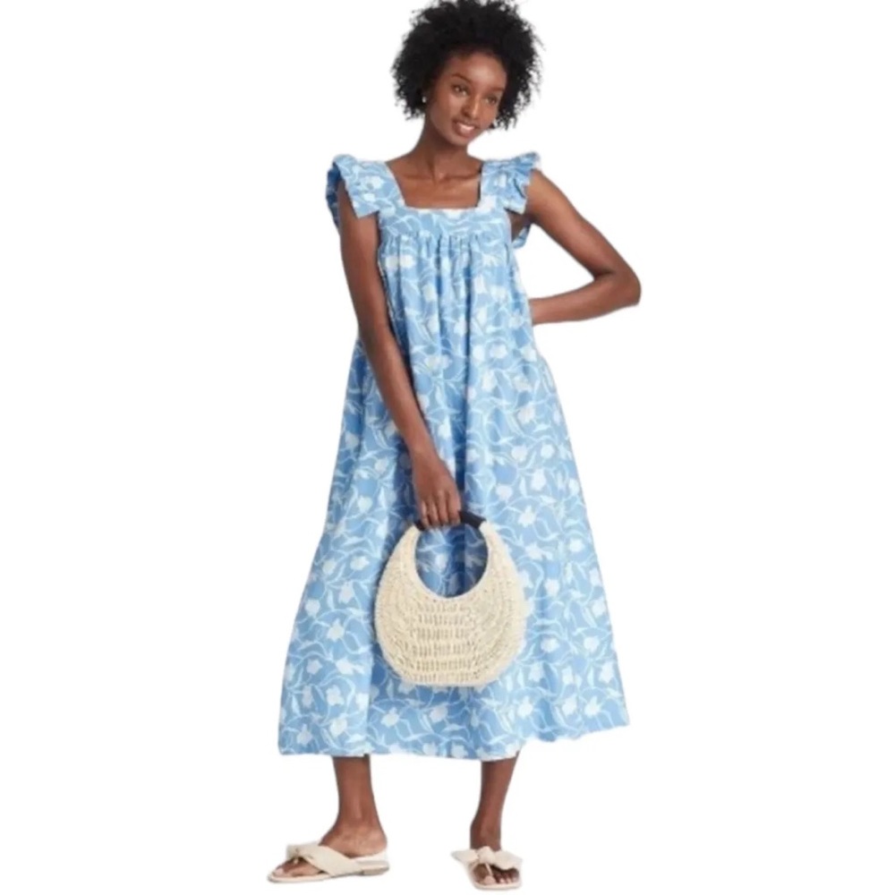 A New Day floral linen maxi dress S